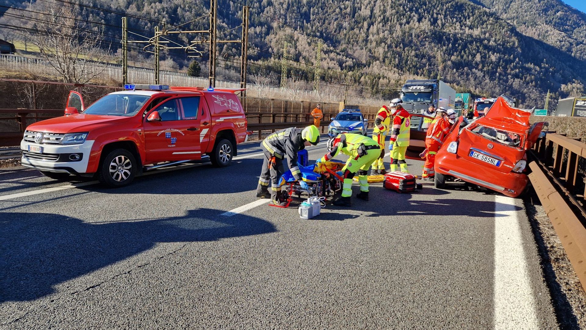 Einsatz 9 am 07.02.2023 PKW gerät ins Schleudern A22 Südspur