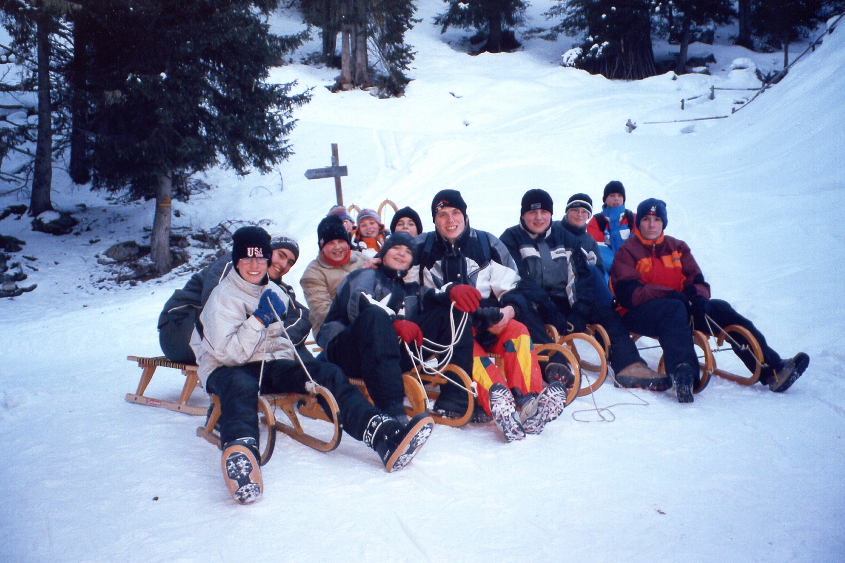 Rodeln in Villnöß am 19.01.2003